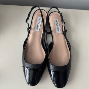 Steve Madden Slingback Classic pumps ballet shoes black gloss leather flats